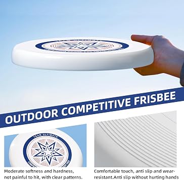 175g Outdoor competitive frisbee, ultimate frisbee, professional frisbee with spin, organic ultimate frisbee outdoor fun sport for casual players and professionals (storage bag)