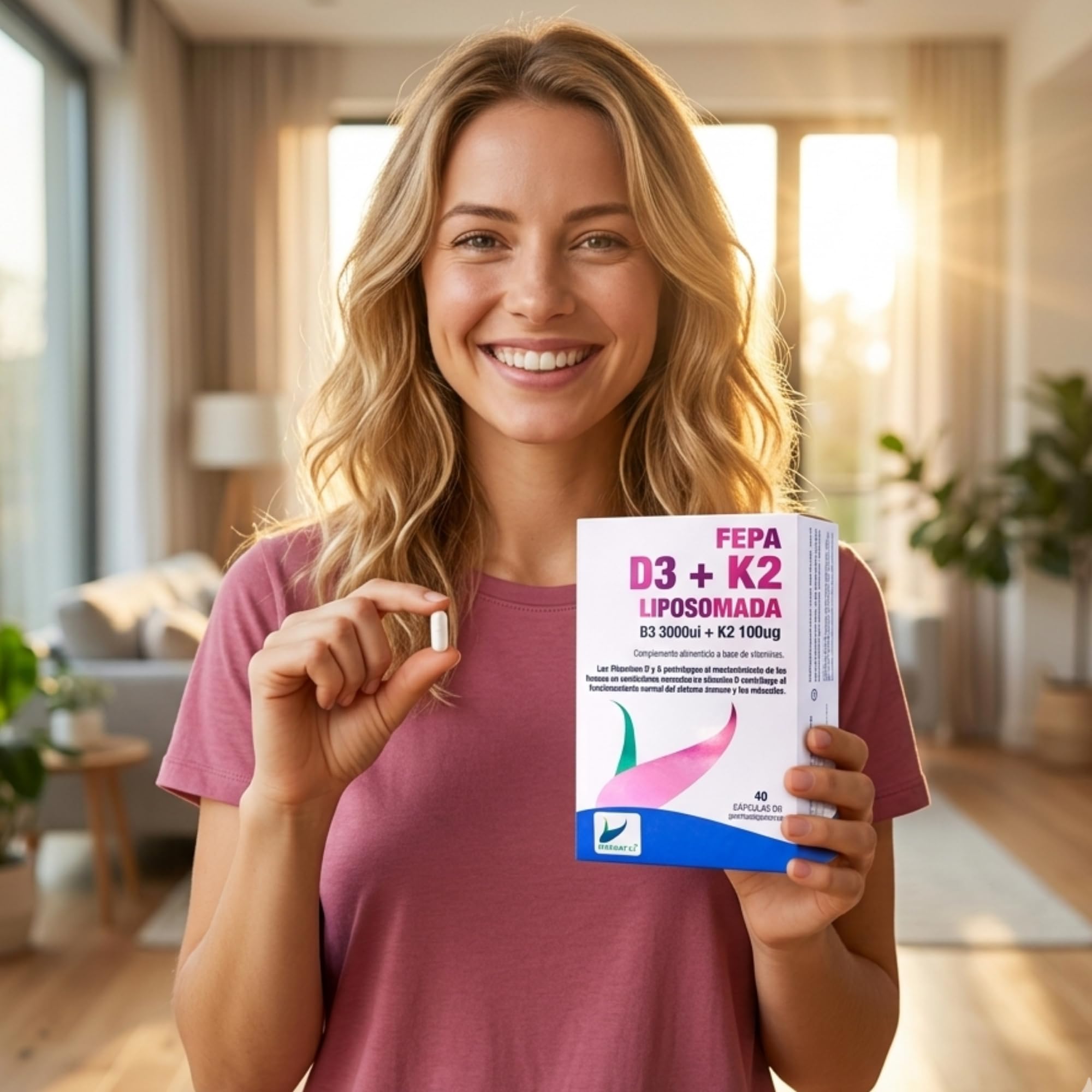 FEPA Vitamina D3 + K2 Liposomada – 40 Cápsulas Pack de 2 – Complemento Alimenticio para Huesos, Músculos y Sistema Inmunitario – Cápsulas de Alta Absorción – Fepadiet