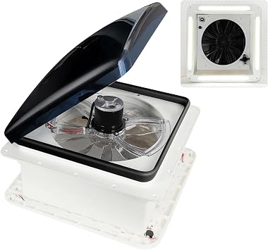Manual RV Roof Vent Fan with LED Light, 12V DC 14