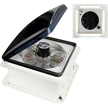 RV Roof Vent Fan with LED Light 12V 14.5" Ultra Quiet Reliable Manual RV Roof Fan 3 Speed Reversible