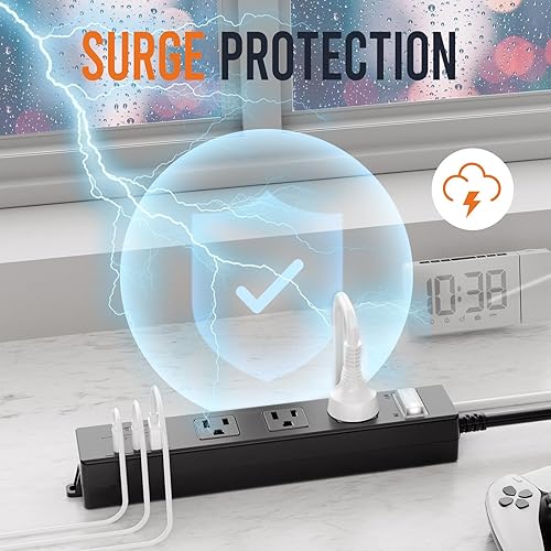 Miniatura 4 de Tira de alimentación para exteriores resistente a la intemperie, IPX6, cable de extensión impermeable con múltiples salidas con puertos USB,