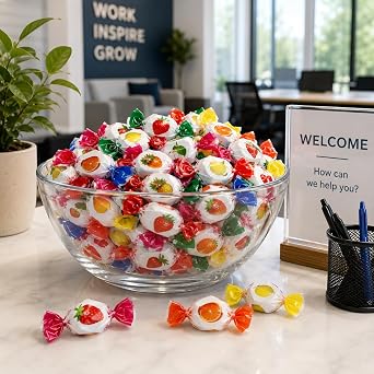 Assorted Fruit-Filled Hard Candy - 6 Pounds - Classic Bon Bons - Individually Wrapped Candies for Offices, Parties, Gifting