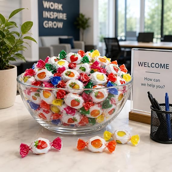 Assorted Fruit-Filled Hard Candy - 6 Pounds - Classic Bon Bons - Individually Wrapped Candies for Offices, Parties, Gifting