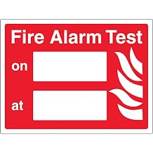 V Safety Fire Alarm Test - Landscape 300 x 200 mm - 2mm Super-Tough Rigid Plastic Safety Sign