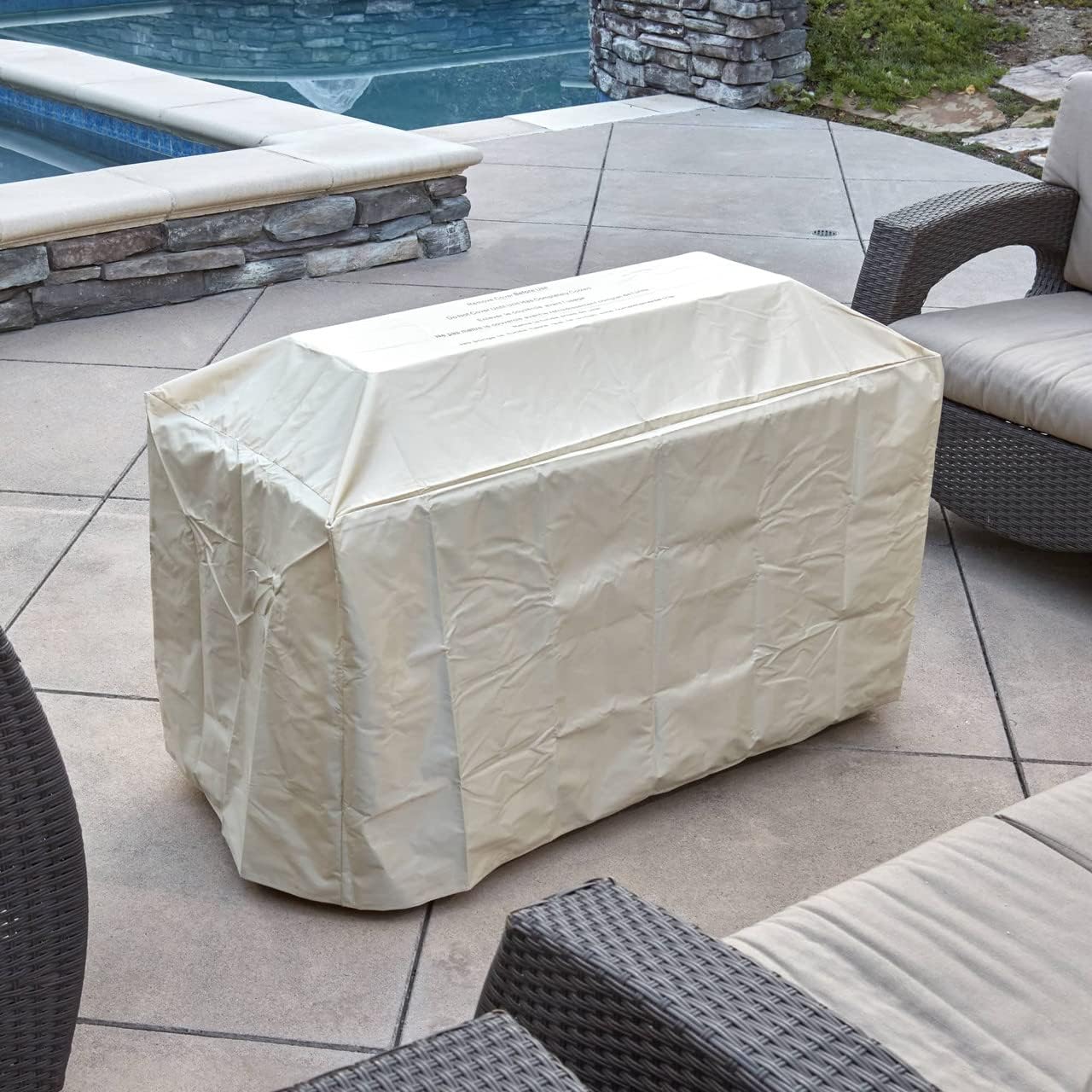 Bluegrass Living HF42603 Barnyard Style Propane Fire Pit Table for Patio and Deck Use, MGO Construction, Includes Glass Beads and Protective Cover, 42 Inch x 20 Inch, Gray