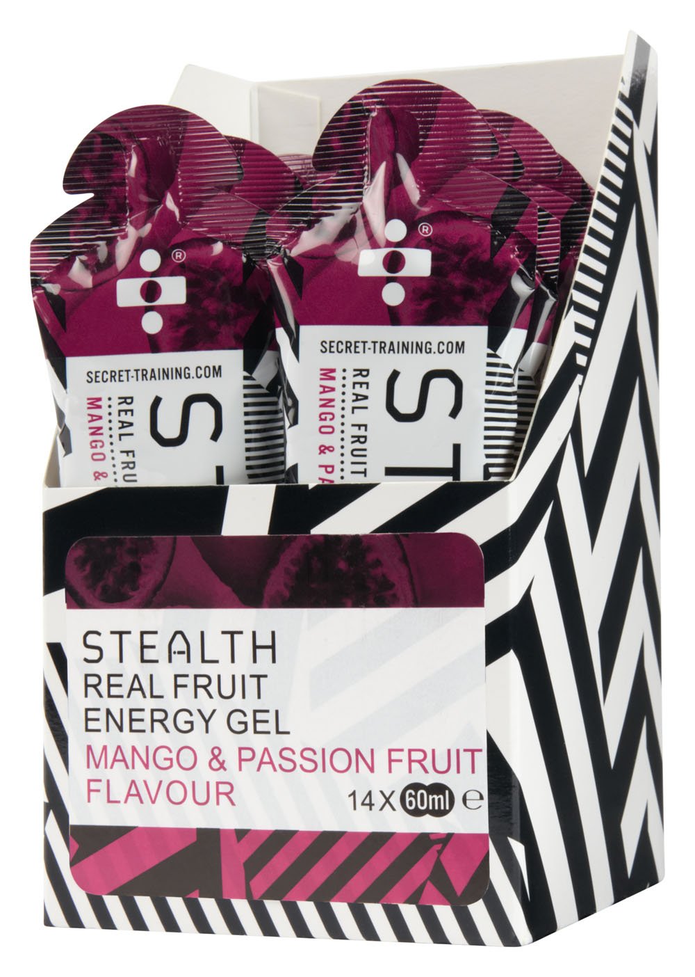 Stealth60 ml Real Fruit Mango and Passion Energy Gel - Pack of 14 Tubes