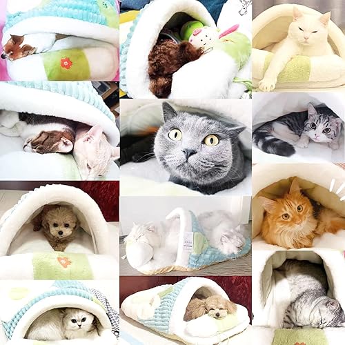 Miniatura 7 de Linda casa de mascotas, saco de dormir Sakura para gatos con almohada, bonita cama para gatos, cama calmante para perros, suministros para mascotas