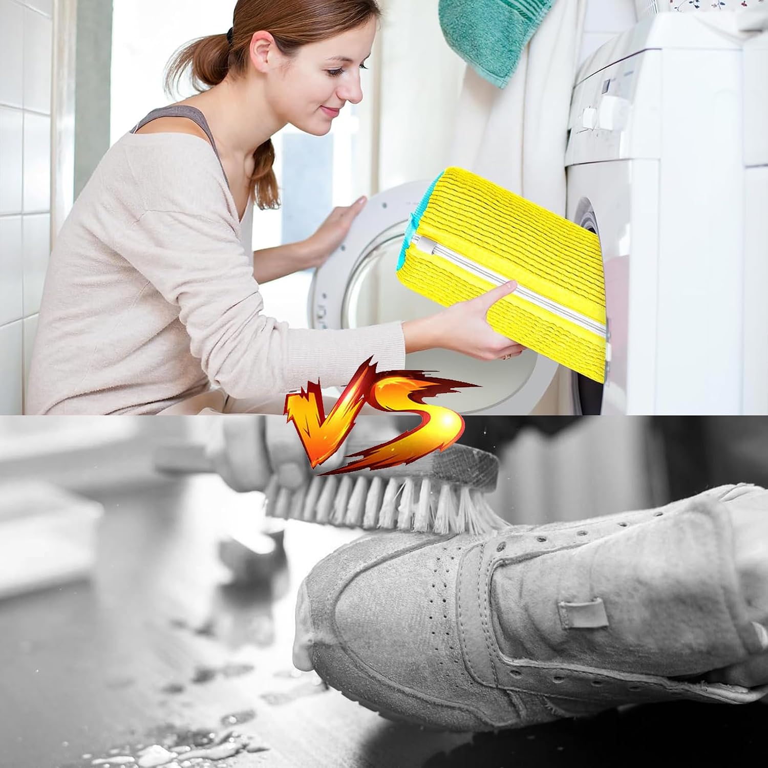 2 Pack Shoe Washing Machine Bag, XL Reusable Shoe Cleaning Bag for Washer and Dryer Sneaker, Versatile Shoes Laundry Shoe Bag for 360° Cleaning