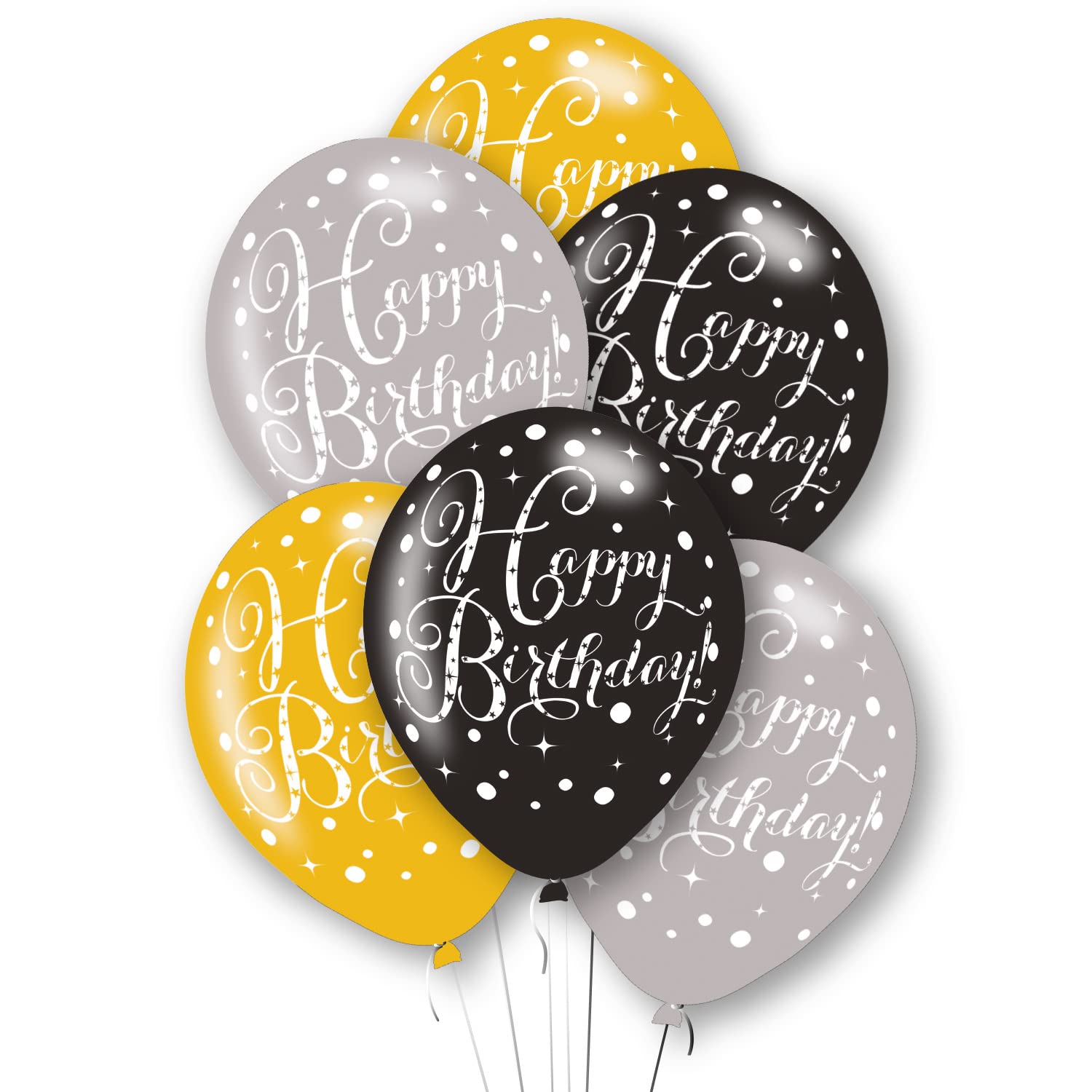 Amscan Gold 9900731 - Sparkling Celebration Happy Birthday 11 Inch Latex Balloons - 6 Pack