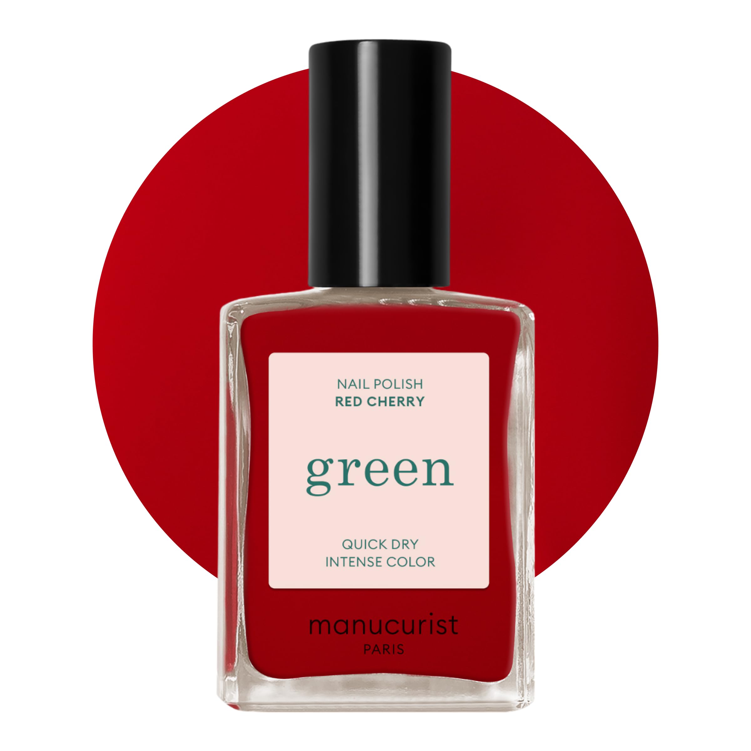 Manucurist Green Vernis à Ongles Rouge Cerise Red Cherry - Vernis à Ongles Classique 9-​Free, Vegan et Bio Sourcé - Effet Manucure professionnelle - Vernis Manucurist - Vernis Ongles - 15ml