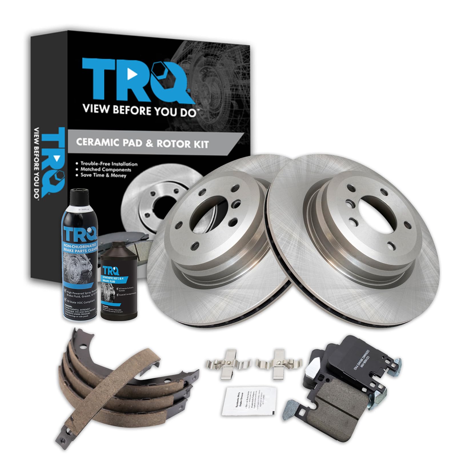 TRQ Rear Brake Pad &amp; Rotor Kit Compatible with 2012-2013 BMW