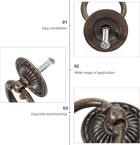 Miniatura 8 de 12 piezas de pomos de gabinete de cocina para muebles de cocina, manijas de anillo de armario, pomo antiguo, agujero de armario, tiradores de cajón,