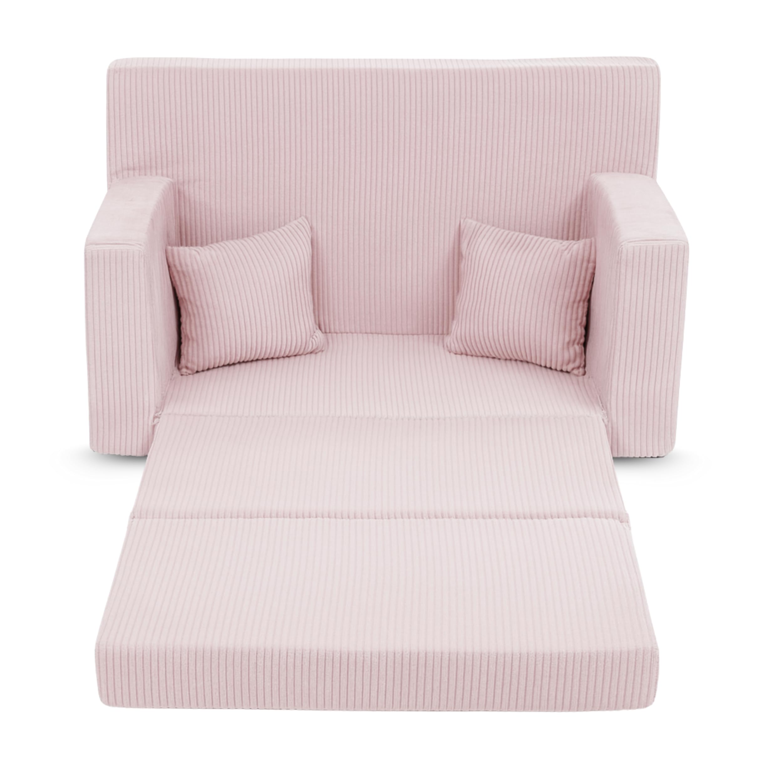 Flumi Personalizzato Divanetto Bambini con Funzione Sleep - 3 in 1 | Divani Piccoli | Divano Bambini | Colore: (velluto a coste Rosa)