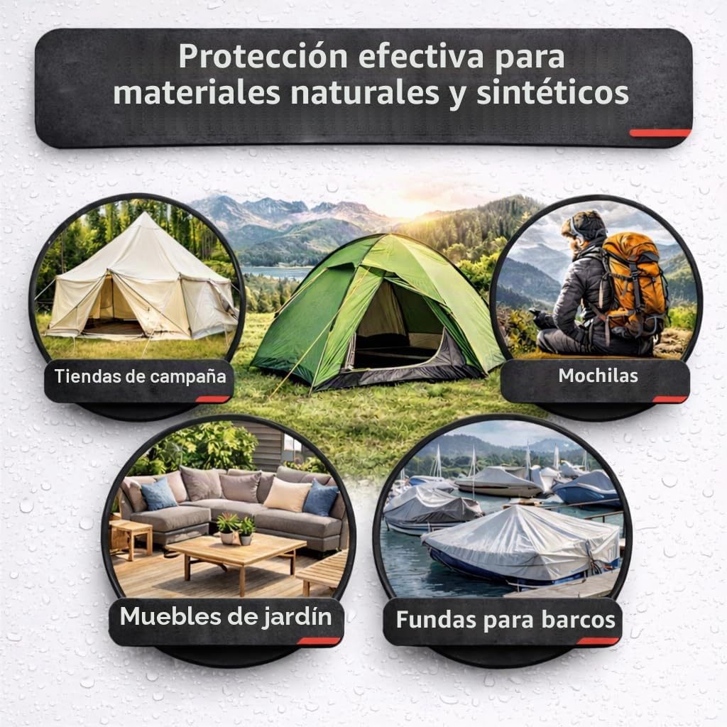 Impermeabilizante Textil 5 Litros – Impermeabilizador de Tejidos con Efecto Repelente al Agua para Toldos, Tiendas de Campaña, Capotas, Muebles, Ropa y Calzado