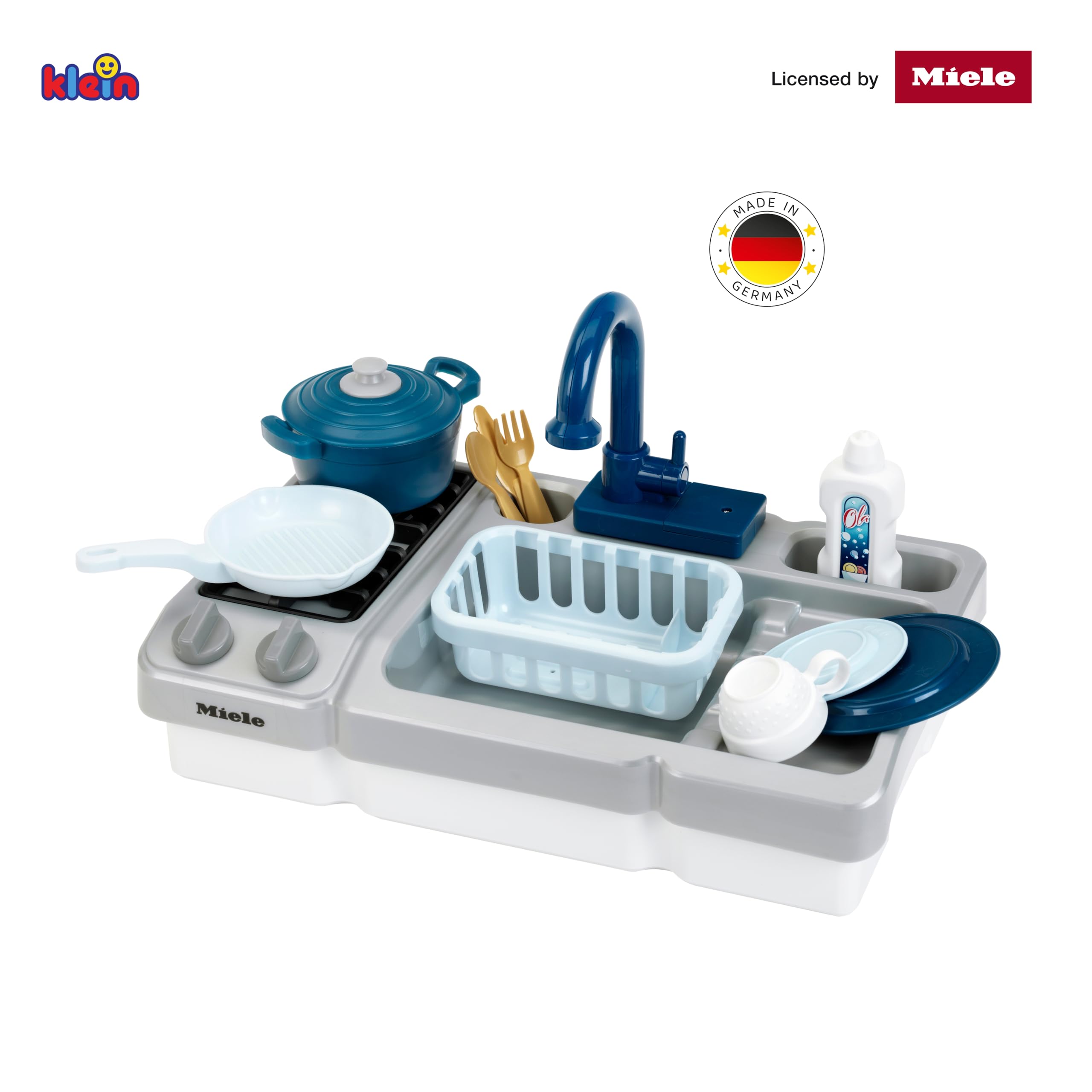 Theo Klein Miele Évier avec Plaque de Cuisson | Évier pour Enfants avec Fonction Pompe à Eau et Accessoires | Jouets pour Enfants à partir de 3 Ans