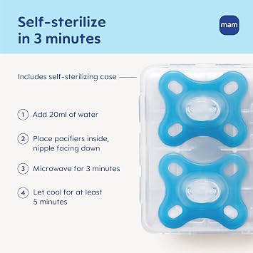 MAM Comfort Baby Pacifier 0-3 Mths Lightweight One-Piece Silicone 2 Pack