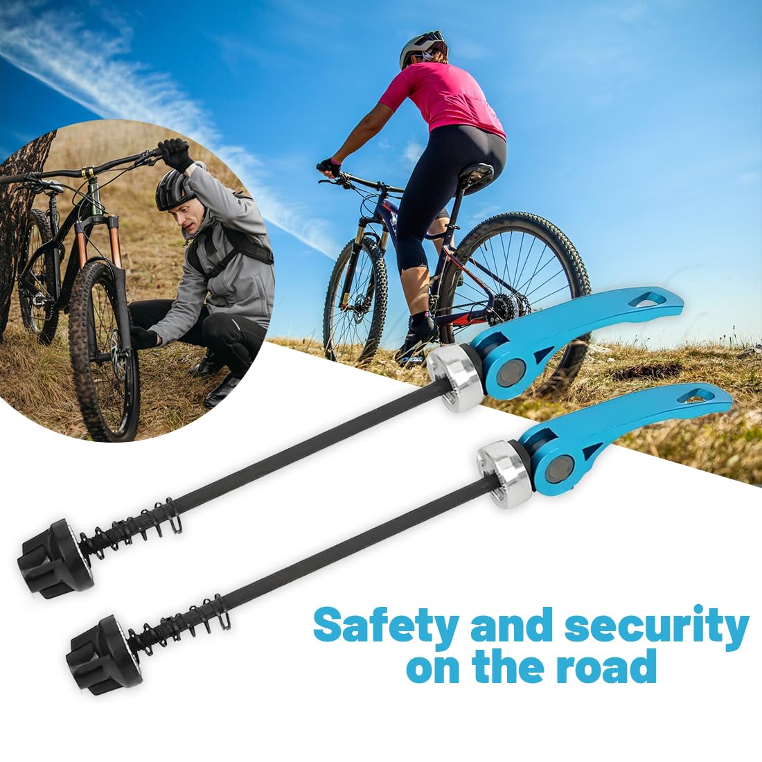 2 Pezzi Sganci Rapidi in Lega per Bici, Spiedini Bici in Lega di Alluminio,Bicicletta Mozzo Ruota Spiedini Set, per Bicicletta Mozzo Ruota Anteriore 115mm e Posteriore 150mm