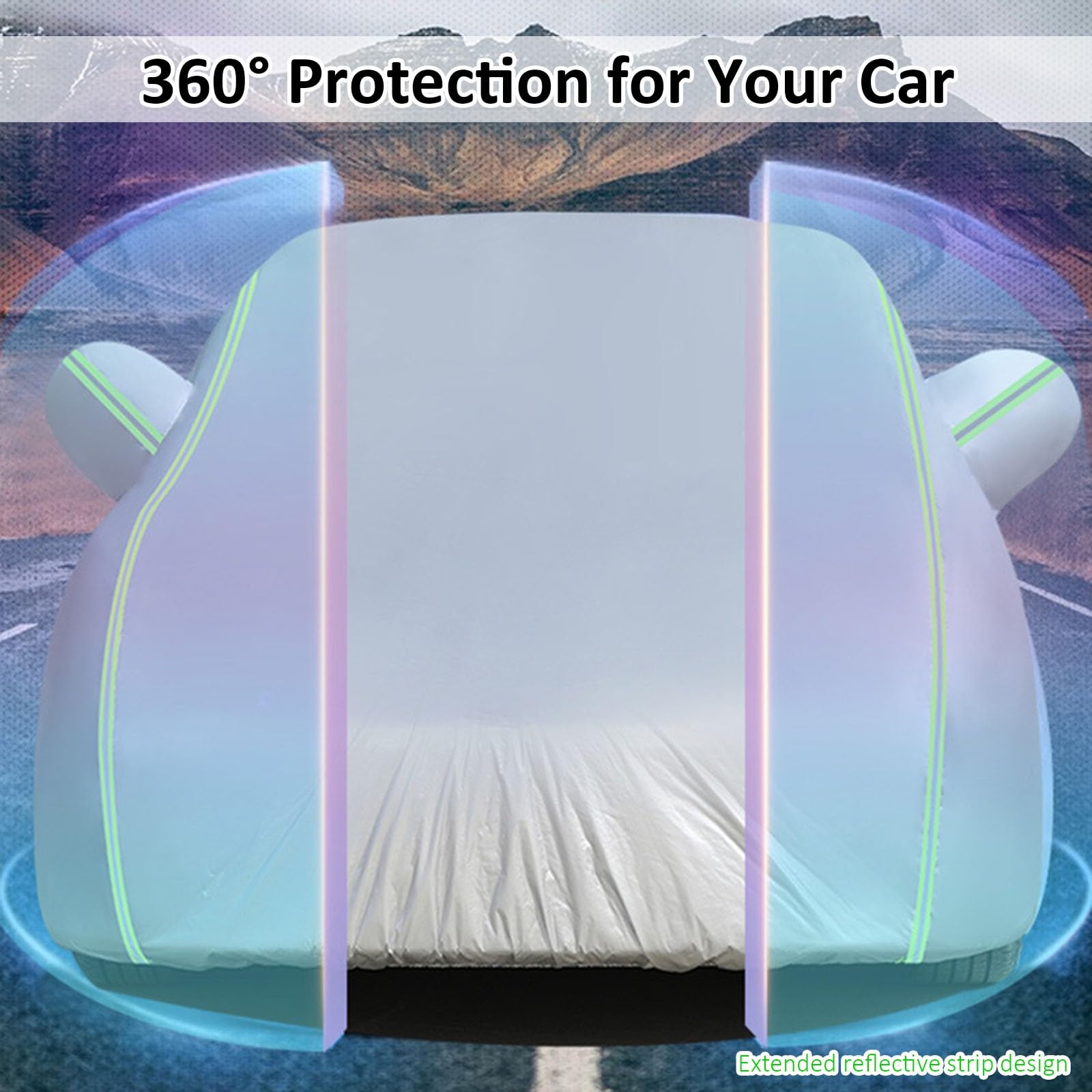 Telo Copriauto Impermeabile Per Citroën C1 – Personalizzato, Con Zip Laterale E Strisce Riflettenti, Argento - 3