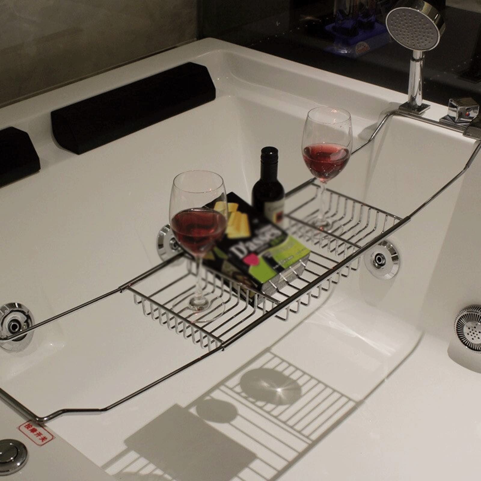 Bandejas para bañera, bandejas para baño, bandejas Extensibles, bandejas para bañera de Acero Inoxidable con Soporte para estantes, Muebles de baño