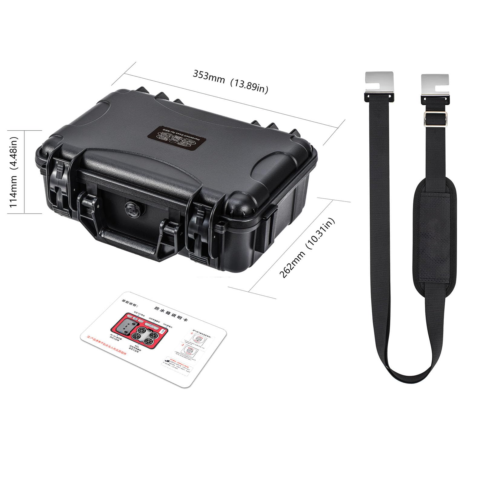 Neo Case, Custodia rigida impermeabile per il trasporto per DJI Neo Fly More Combo Valigia portatile Cross Body Box Drone e accessori Organizer da viaggio Shell, Nero , custodia per il