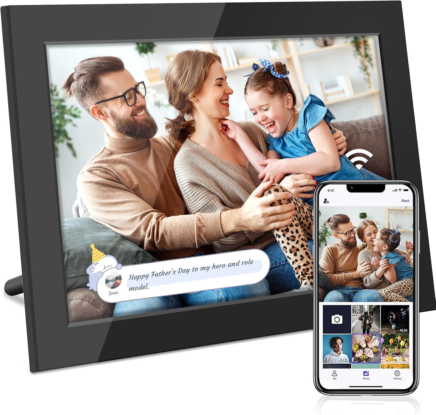 Bgift 10.1 Inch WiFi Digital Picture Frame, Digital Photo Frame with 32GB Storage and SD Card Slot, IPS HD Touch Screen Share Photos and Videos Remotely via APP - Ideal for Family and Friends