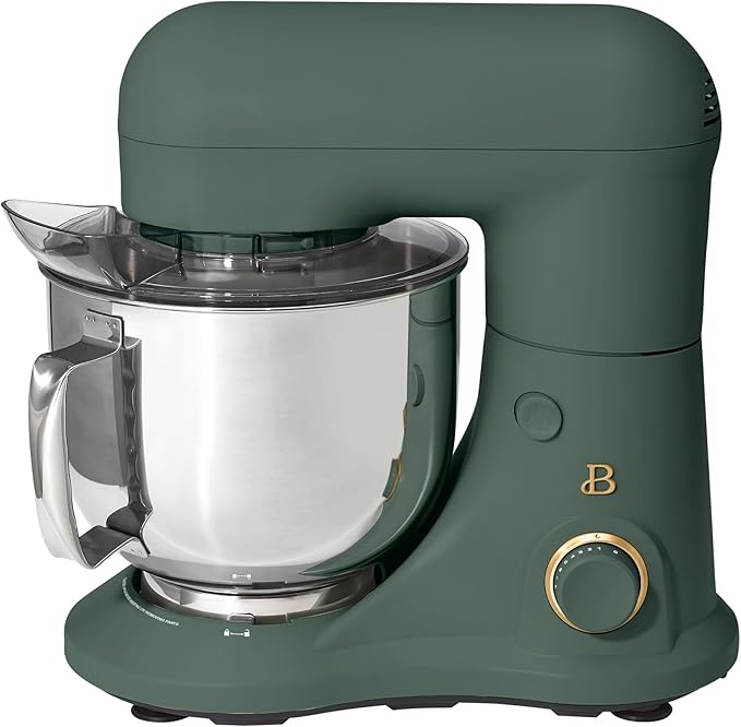 Beautiful 5.3 QT Stand Mixer w/Tilt-Head Design, Stainless Bowl, 300-Watt Power, 12-Speed Control, Includes Beater, Dough Hook, Whisk, Splash Shield (Thyme Green)