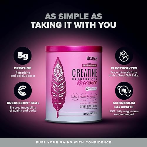 Miniatura 3 de BIRDMAN Creatine Refresher  Monohidrato de creatina con electrolitos, magnesio y vitaminas  Sin azúcar  Sabores naturales y edulcorantes  Limonada