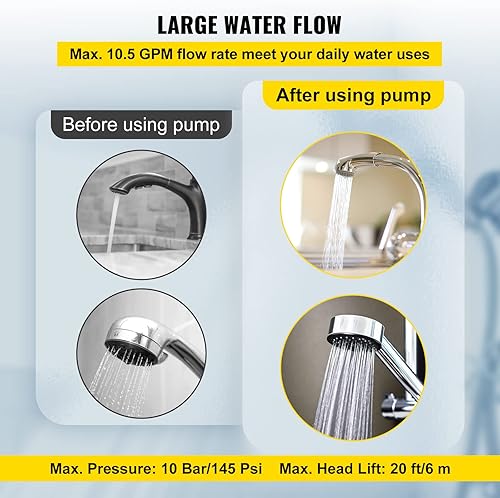 Miniatura 4 de VEVOR Bomba de recirculación de agua caliente, 93W, Bomba de circulación de agua de 110V, Bomba de circulación, Rosca G de 3/4 ″ a adaptador