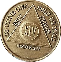 Vista 3 de wendells - Chip de aniversario de bronce con medallón AA de 14 años, Bronce, No es una piedra preciosa