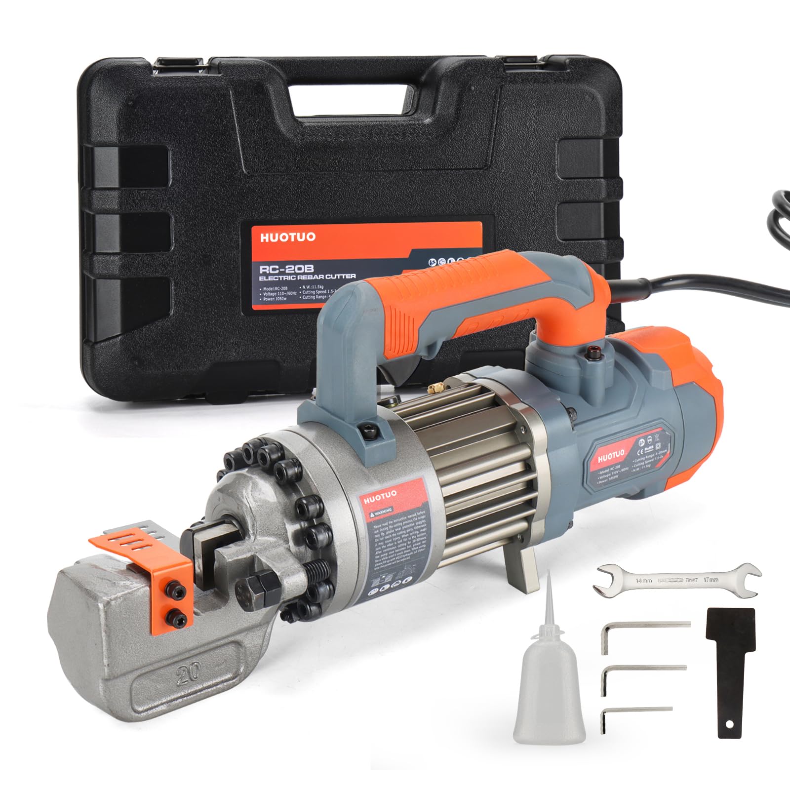 Coupe Barre Hydraulique ÉLectrique 1050W, Coupe-Barre Portable, Coupe Jusqu'à 3/4 De Pouce 4-20mm #6 Rebar, Vitesse De Coupe 1.5-2S RC20B