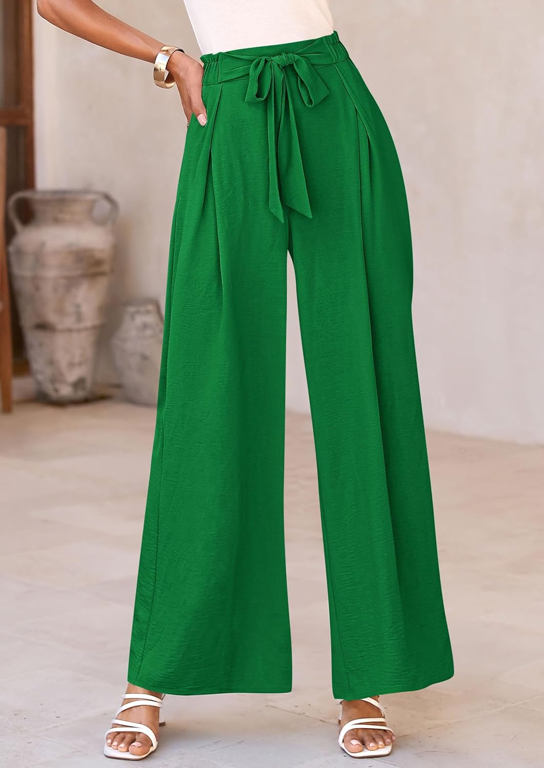 PRETTYGARDEN Women's Wide Leg Work Pants Business Casual High Waisted Loose Palazzo Trouser Summer Clothes
