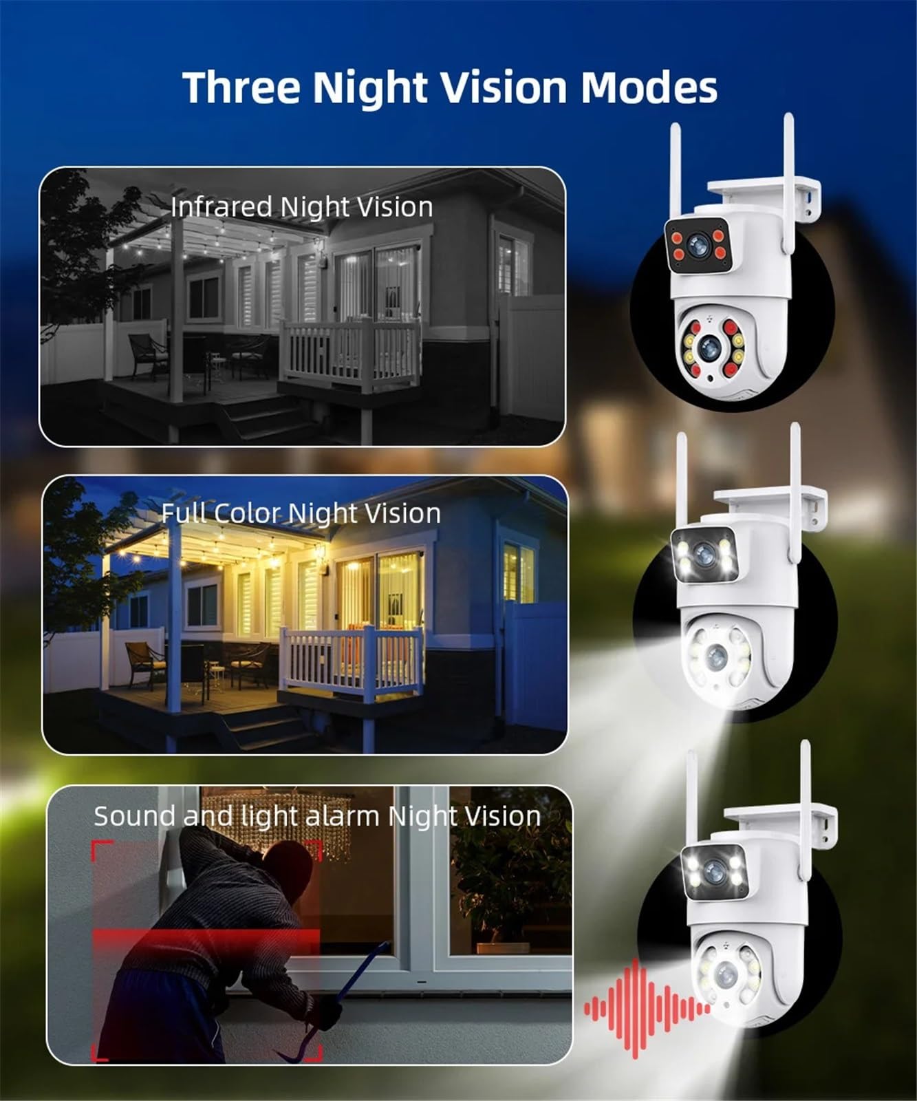Kamera IP WiFi 6MP z podwójnym obiektywem, zewnętrzna, bezprzewodowa, do monitoringu domu, wykrywaniem osób, ekranem,Spokój ducha zawsze(ADD 128G)