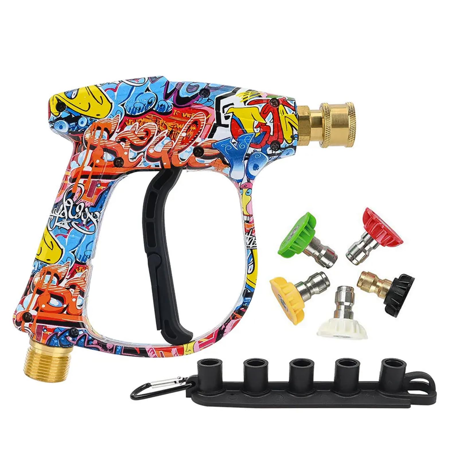Bear Force High Pressure Washer Gun 3000 PSI Max, Power Washer Short Gun M22-14 with 1/4 Inch Quick Connector & 5 Tips Nozzle, Compatible for Some of Greenworks Karcher Ryobi Homelite Pressure Washer