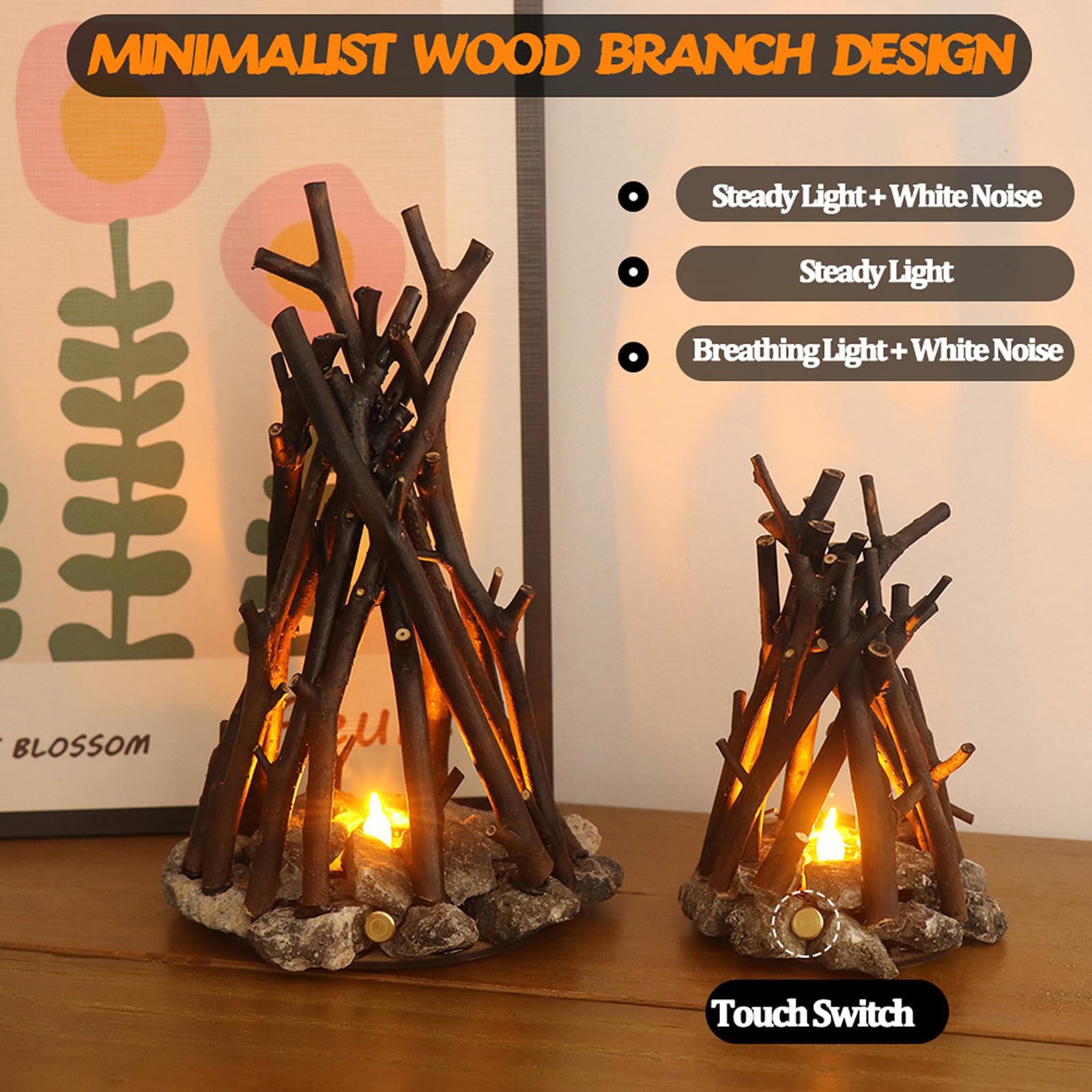 Lampada a fiamma artificiale dimmerabile con 3 modalità e suono della fiamma, alimentata tramite USB, decorazione da tavolo per rilassarsi in camera da letto o in ufficio