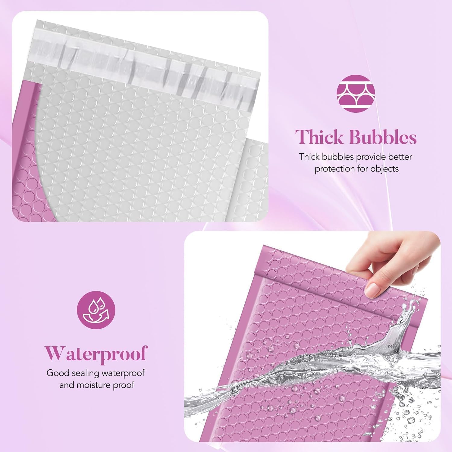 Fuxury Bubble Mailers 6x10" 100 Pack, Pinkish Purple Padded Envelopes Usable Size 6x9" Self Seal Mailing Envelopes Bubble Padded Shipping Bags for Mailing,Packaging, Small Business