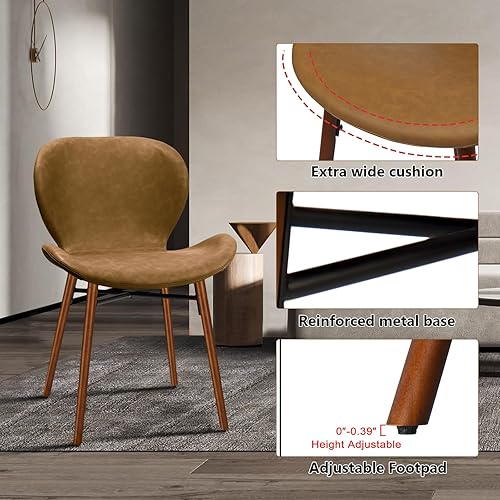 Miniatura 3 de KithKasa Juego de 4 sillas de comedor modernas de mediados de siglo con patas de madera de color nogal para cocina, comedor, color marrón