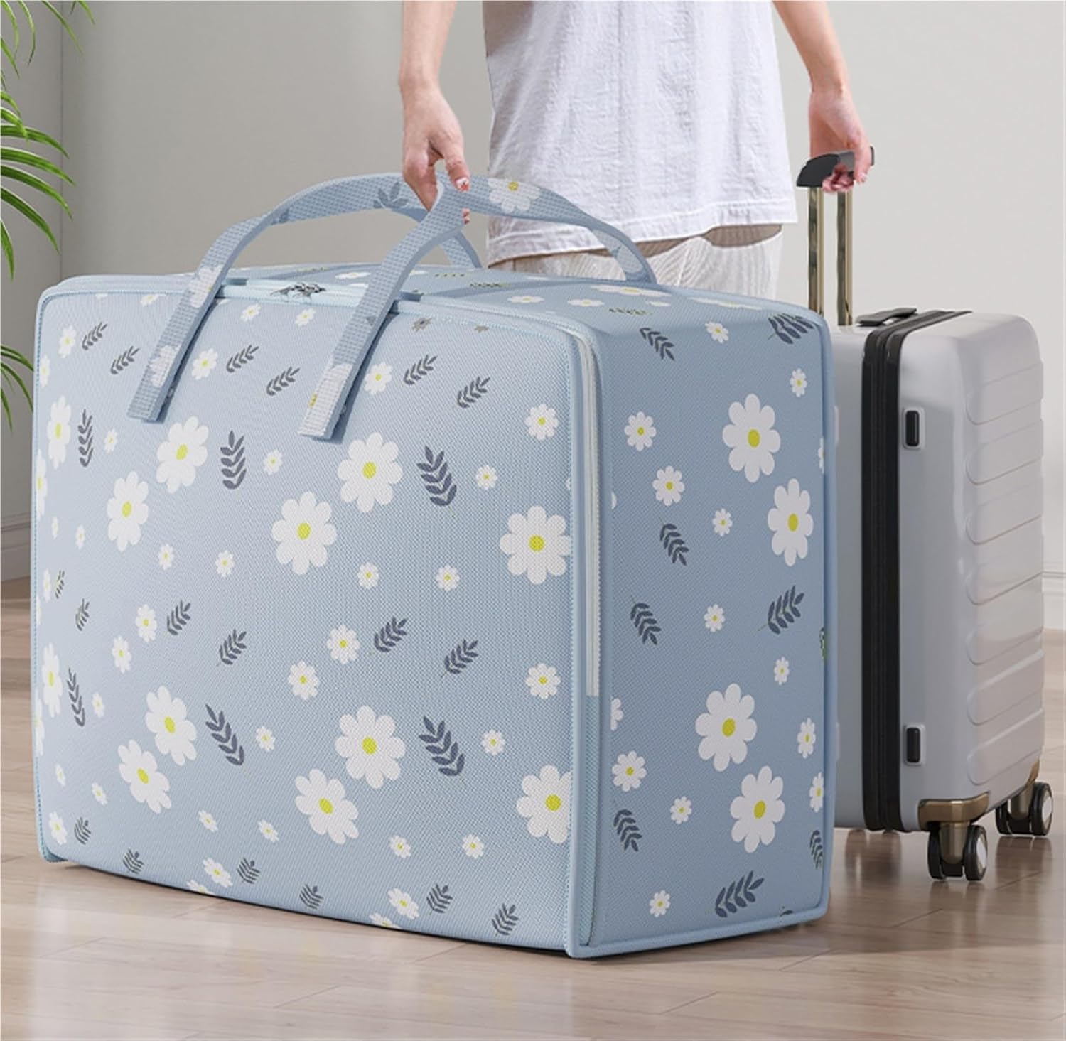 Storage Bins Portable Storage Bag with Double Handles Suitable for Clothing Bedding Storage Bag Storage Container(57 * 36 * 21cm)