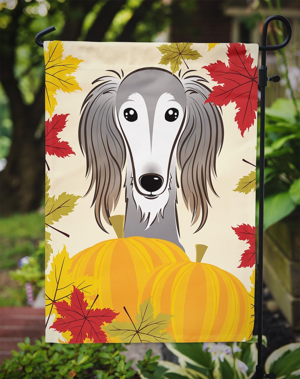 Caroline's Treasures BB2035GF Saluki Thanksgiving Garden Flag Mailbox Flag Decorative Yard Flag Banner Outside Patio Artwork Yard Flower Beds, Garden Size, Multicolor