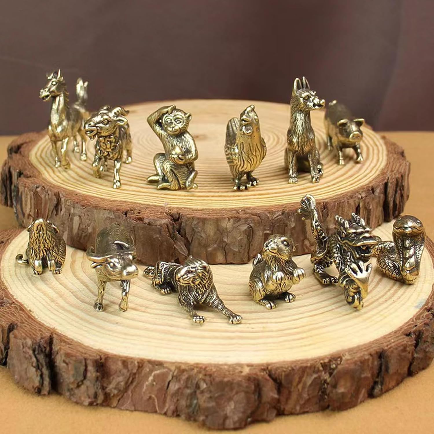 Brass Statues Small Brass Metal Statue Ornament Animal Figurines Home Office Decor Metal Desktop Ornament Wall Art Gifts (2PCS Horse) image 4