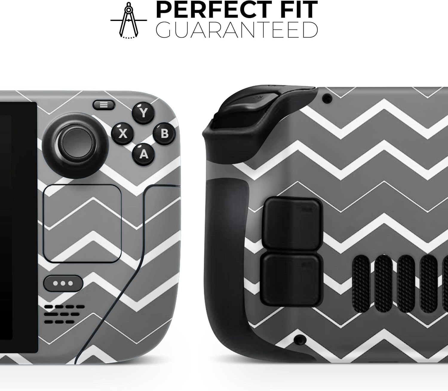 Compatible with Steam Deck - Skin Decal Protective Scratch-Resistant Removable Vinyl Wrap Cover - Black Gradient Layered Chevron