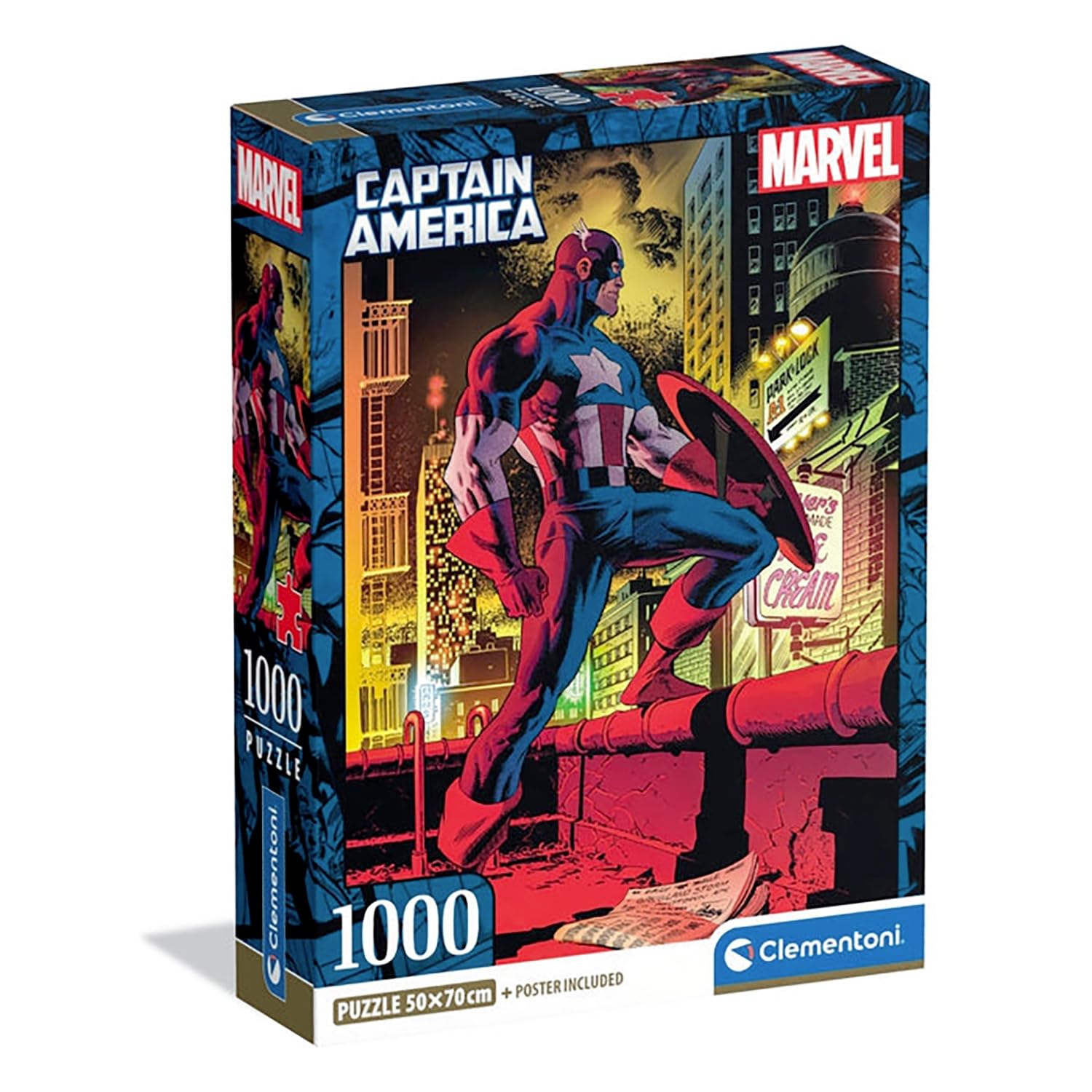 Clementoni Jigsaw Puzzle 1000 pieces, Marvel Captain America, Puzzle for Adults 14-99 Years, Compact box, Made in Italy, 37049