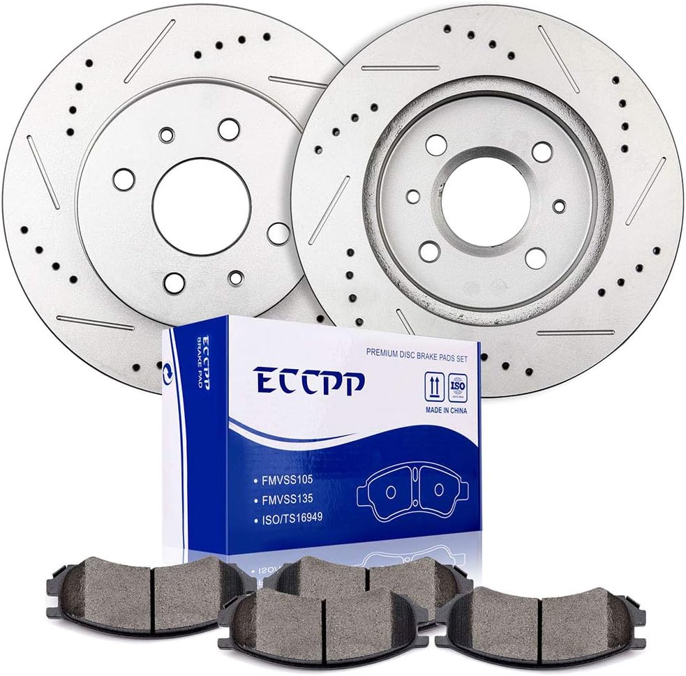 ECCPP Front Brake Kits, Front Rotors and Brake Pads Kits fit for 1991 1992 for Saturn SC,1993-2002 for SC1 SC2,1991-2002 for SL SL1 SL2,1993-2001 for Saturn SW Rotors and Pads Kits