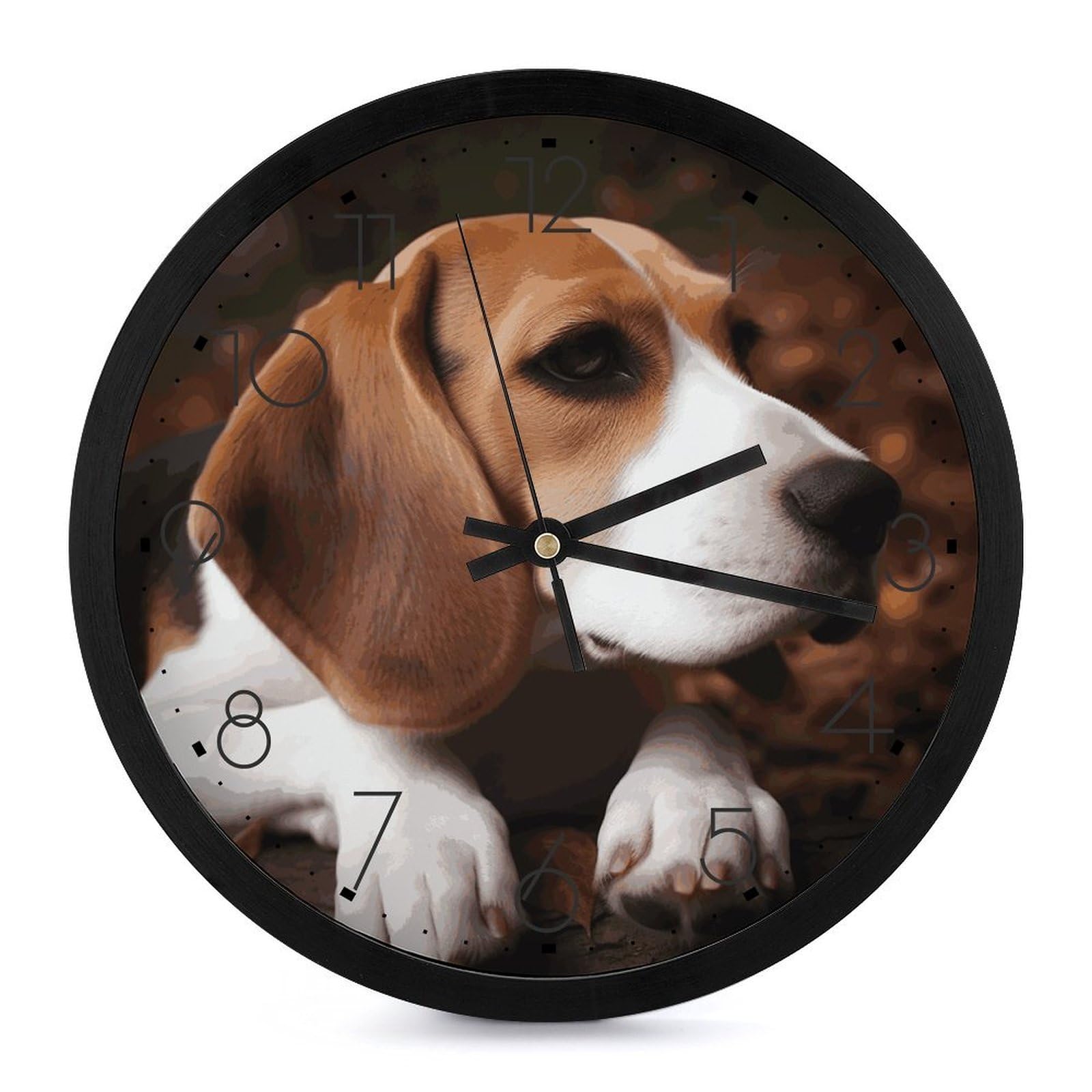 Grande horloge murale Beagle imprimée pour salon chaleureux