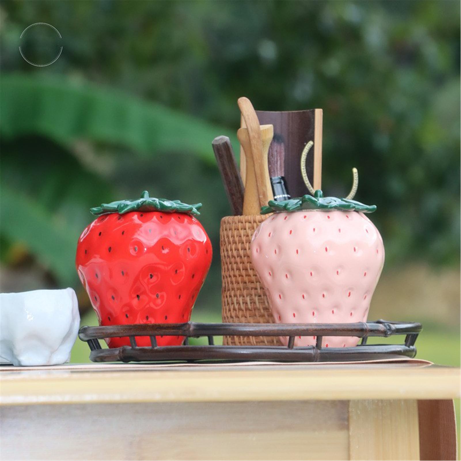 HAOTOP 12oz Sugar Bowl With Lid And Spoon,Ceramic Sugar Jar Sugar