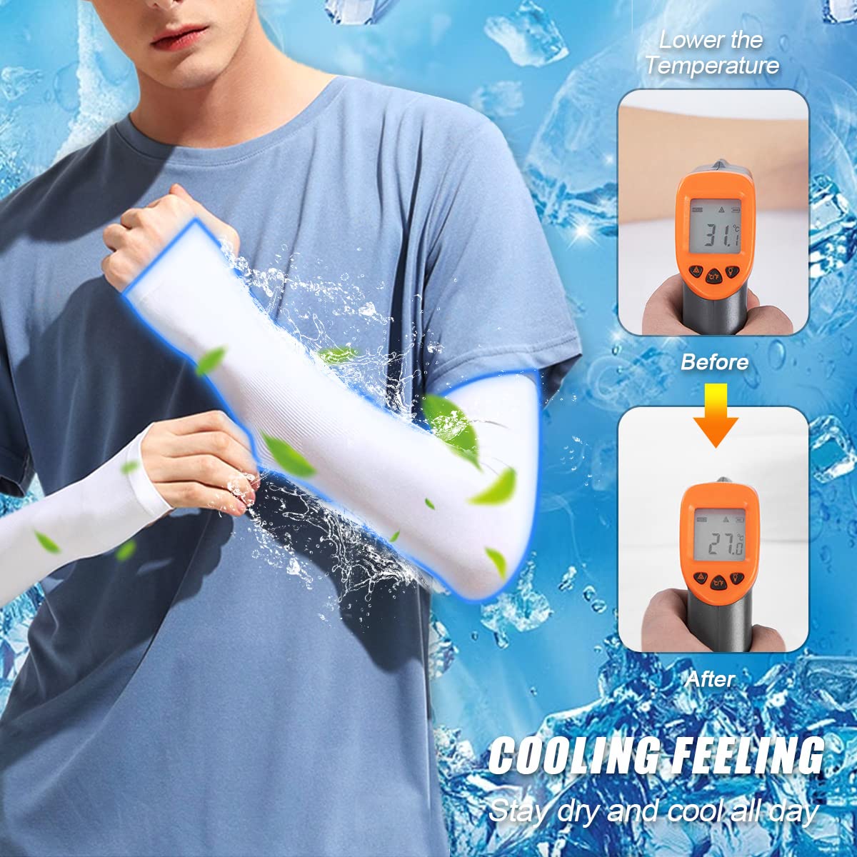 Manicotti Unisex da Manicotti Traspiranti anti-UV Maniche per Braccia per Pallavolo, Ciclismo, Pallacanestro, Corsa, Lavoro All'Aperto, Gioco (1 paio Bianco)
