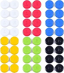 ELCOHO 24 Pacotes De Estojos Para Lentes De Contato, Caixa De Suporte Para Lentes De Contato, Recipiente Para Lentes De Contato Para Olhos Esquerdo/Direito, 6 Cores