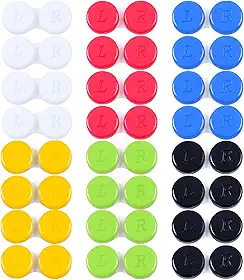 ELCOHO 24 Pacotes De Estojos Para Lentes De Contato, Caixa De Suporte Para Lentes De Contato, Recipiente Para Lentes De Contato Para Olhos Esquerdo/Direito, 6 Cores