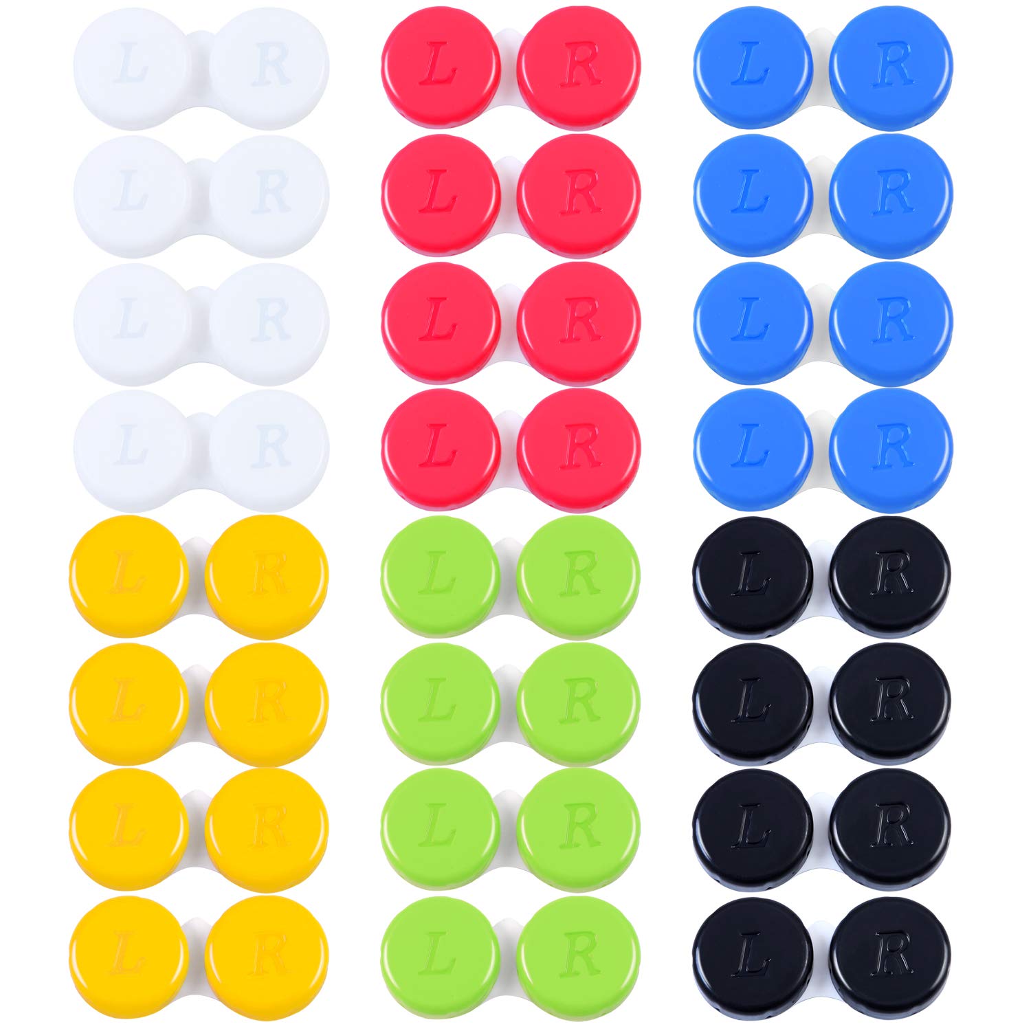 Elcoho 24 Pack Contact Lens Cases Contact Lens Holder Box Left Right Eyes Contact Lens Container 6 Colors