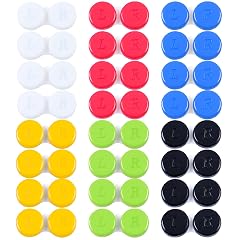 Elcoho 24 Pack Contact Lens Cases Contact Lens Holder Box Left Right Eyes Contact Lens Container 6 Colors
