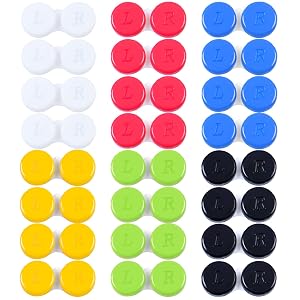 Elcoho 24 Pack Contact Lens Cases Contact Lens Holder Box Left Right Eyes Contact Lens Container 6 Colors